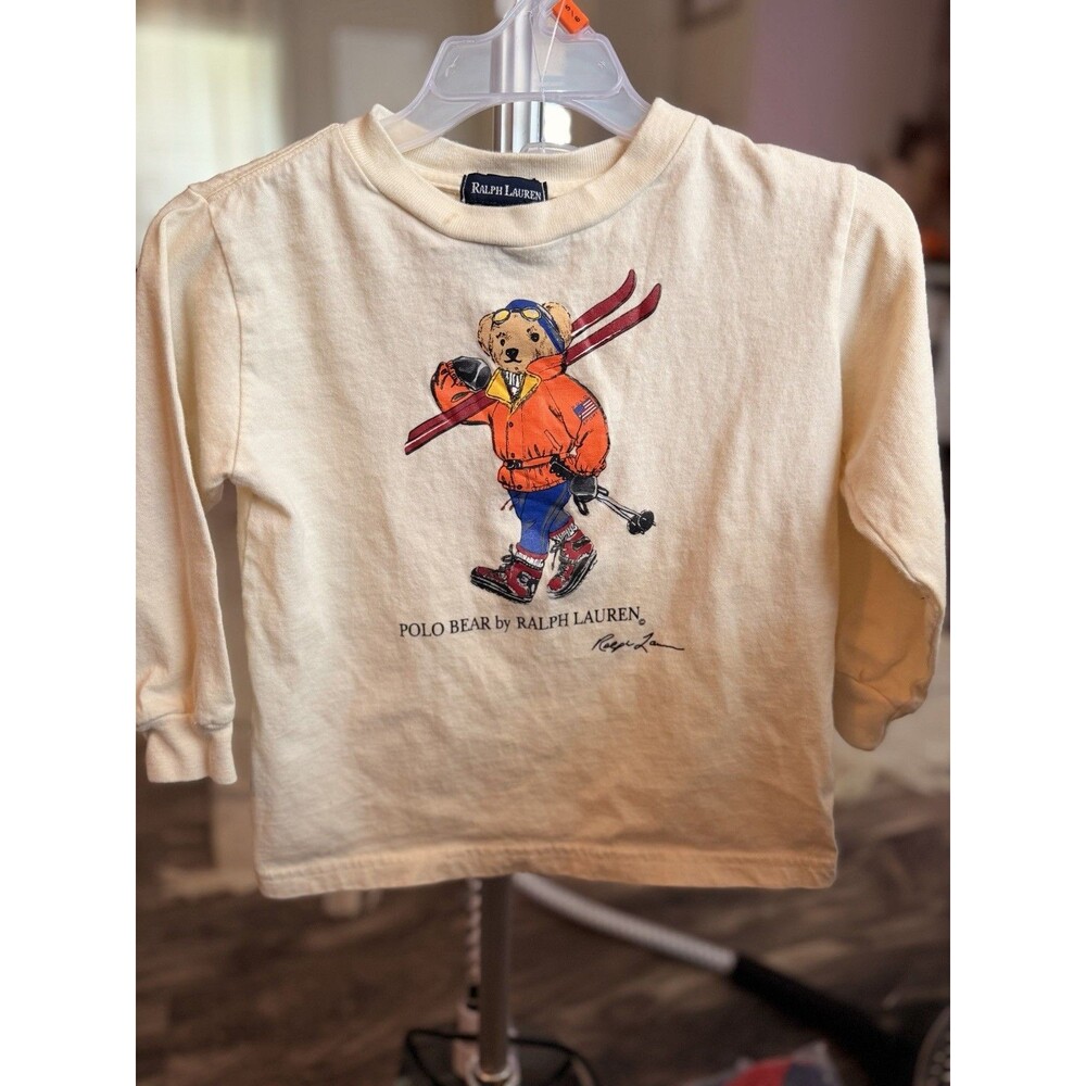 Vintage Toddlers Ralph Lauren Ski Teddy Bear Long Sleeve SZ 3T 90s Y2K